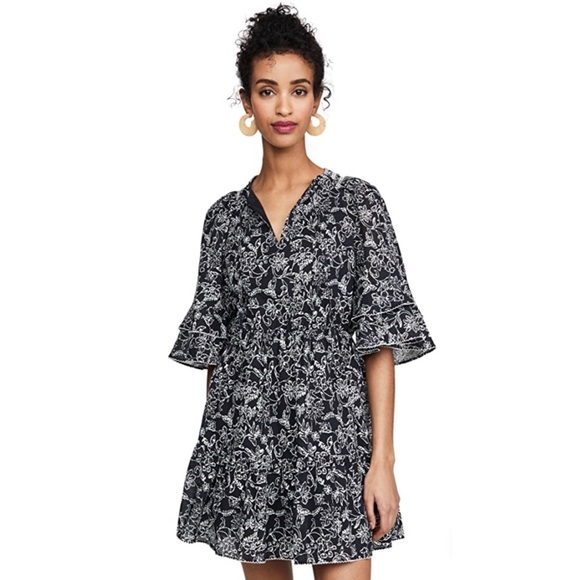 Parker Lindsay Tiered V Neck Dress in Black Aura, Small - Picture 13 of 13